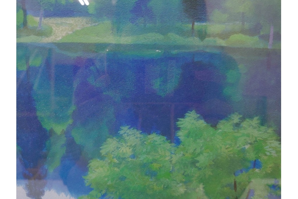 複製画　東山魁夷　限定300部のうち第98番　「山湖澄む」　額装絵画　外箱なし　(R-084922)