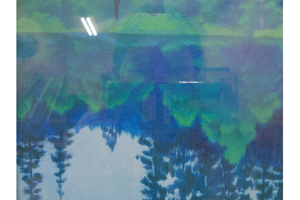 複製画　東山魁夷　限定300部のうち第98番　「山湖澄む」　額装絵画　外箱なし　(R-084922)