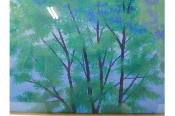 複製画　東山魁夷　限定300部のうち第98番　「山湖澄む」　額装絵画　外箱なし　(R-084922)