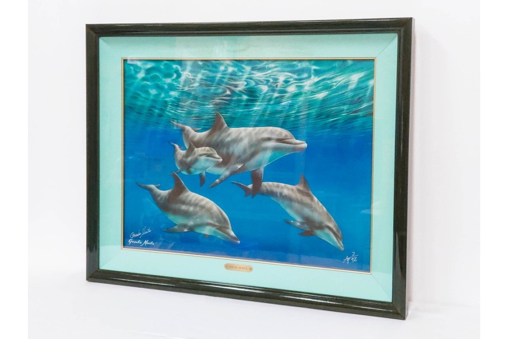 真作　直筆サイン入り　森田剛介(Gosuke Morita)　AP2/50　海中を泳ぐイルカが爽やかに描かれたシルクスクリーン　(R-084924)
