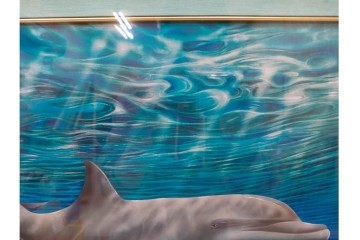 真作　直筆サイン入り　森田剛介(Gosuke Morita)　AP2/50　海中を泳ぐイルカが爽やかに描かれたシルクスクリーン　(R-084924)