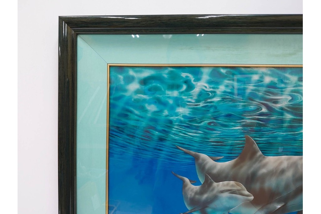 真作　直筆サイン入り　森田剛介(Gosuke Morita)　AP2/50　海中を泳ぐイルカが爽やかに描かれたシルクスクリーン　(R-084924)