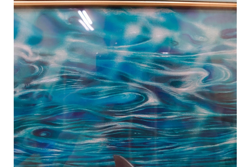 真作　直筆サイン入り　森田剛介(Gosuke Morita)　AP2/50　海中を泳ぐイルカが爽やかに描かれたシルクスクリーン　(R-084924)