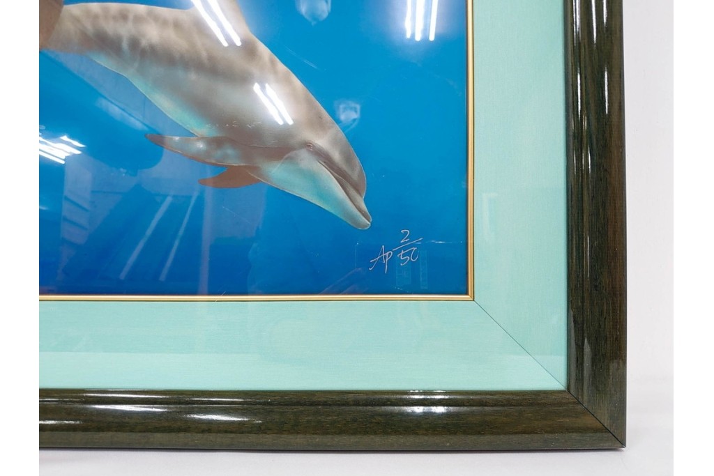 真作　直筆サイン入り　森田剛介(Gosuke Morita)　AP2/50　海中を泳ぐイルカが爽やかに描かれたシルクスクリーン　(R-084924)