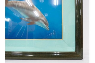 真作　直筆サイン入り　森田剛介(Gosuke Morita)　AP2/50　海中を泳ぐイルカが爽やかに描かれたシルクスクリーン　(R-084924)