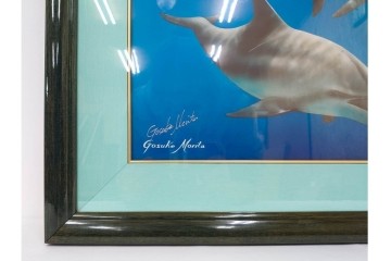 真作　直筆サイン入り　森田剛介(Gosuke Morita)　AP2/50　海中を泳ぐイルカが爽やかに描かれたシルクスクリーン　(R-084924)