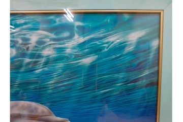 真作　直筆サイン入り　森田剛介(Gosuke Morita)　AP2/50　海中を泳ぐイルカが爽やかに描かれたシルクスクリーン　(R-084924)