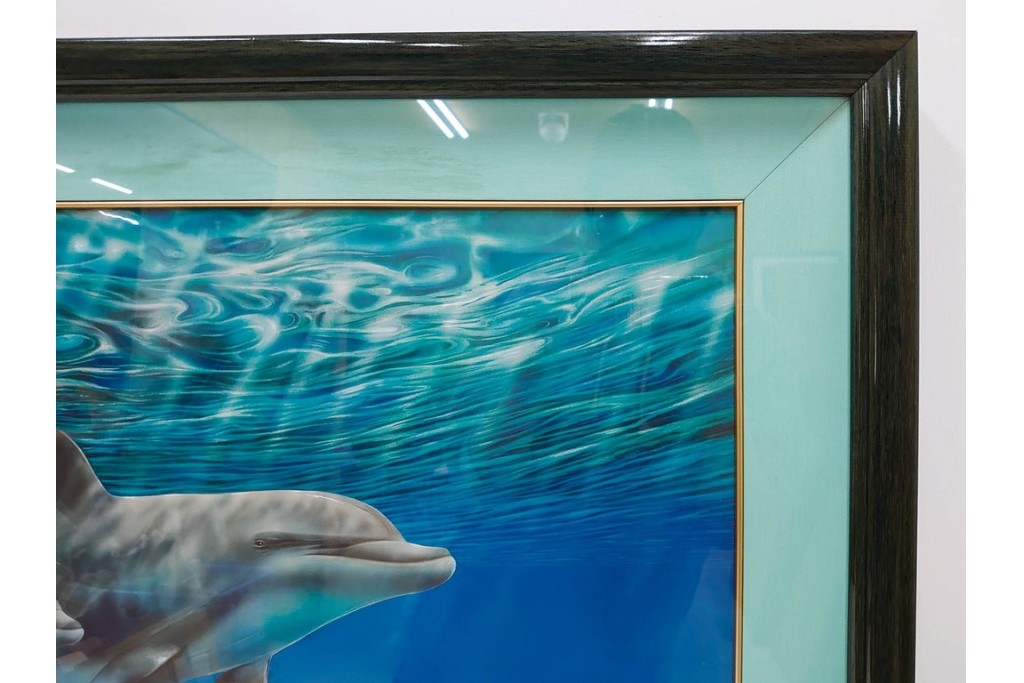 真作　直筆サイン入り　森田剛介(Gosuke Morita)　AP2/50　海中を泳ぐイルカが爽やかに描かれたシルクスクリーン　(R-084924)