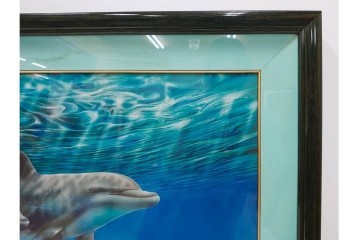 真作　直筆サイン入り　森田剛介(Gosuke Morita)　AP2/50　海中を泳ぐイルカが爽やかに描かれたシルクスクリーン　(R-084924)