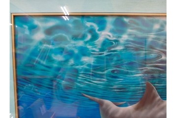 真作　直筆サイン入り　森田剛介(Gosuke Morita)　AP2/50　海中を泳ぐイルカが爽やかに描かれたシルクスクリーン　(R-084924)