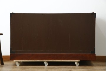 《天板取り付け加工費込み》　和製ヴィンテージ　美品!!　前面(欅材)　上杢目　手打ち金具が素敵な木地呂塗りの仙台箪笥　(R-084932)