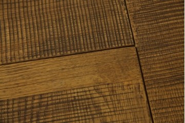 中古　国産　職人手作り　ナラ材　天板の鋸目(のこめ)仕上げの意匠がおしゃれな囲炉裏テーブル　(R-084940)