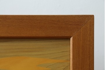 中古　最高級　枠総欅(ケヤキ)材　木象嵌作家　朴木立堂　立山に雷鳥図の衝立　定価推定約150万円　(R-084941)