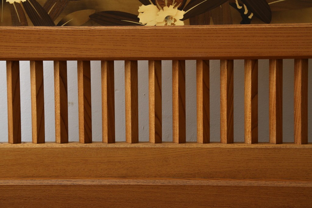 中古　最高級　枠総欅(ケヤキ)材　木象嵌作家　朴木立堂　立山に雷鳥図の衝立　定価推定約150万円　(R-084941)