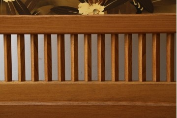 中古　最高級　枠総欅(ケヤキ)材　木象嵌作家　朴木立堂　立山に雷鳥図の衝立　定価推定約150万円　(R-084941)