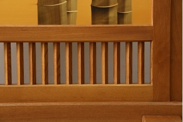 中古　最高級　枠総欅(ケヤキ)材　木象嵌作家　朴木立堂　立山に雷鳥図の衝立　定価推定約150万円　(R-084941)