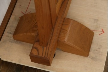 中古　最高級　枠総欅(ケヤキ)材　木象嵌作家　朴木立堂　立山に雷鳥図の衝立　定価推定約150万円相当　(R-084941)