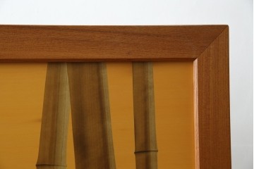 中古　最高級　枠総欅(ケヤキ)材　木象嵌作家　朴木立堂　立山に雷鳥図の衝立　定価推定約150万円相当　(R-084941)