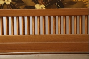 中古　最高級　枠総欅(ケヤキ)材　木象嵌作家　朴木立堂　立山に雷鳥図の衝立　定価推定約150万円相当　(R-084941)