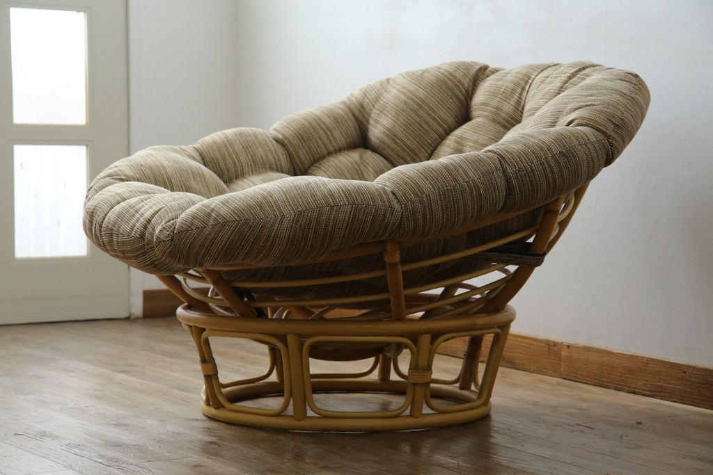 中古　美品　ACME Furniture(アクメファニチャー)　WICKER(ウィッカー)　ラタンフレームと柔らかなファブリックの素材感が魅力のイージーチェア　(R-084944)