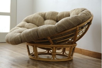 中古　美品　ACME Furniture(アクメファニチャー)　WICKER(ウィッカー)　ラタンフレームと柔らかなファブリックの素材感が魅力のイージーチェア　(R-084944)