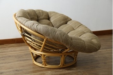 中古　美品　ACME Furniture(アクメファニチャー)　WICKER(ウィッカー)　ラタンフレームと柔らかなファブリックの素材感が魅力のイージーチェア　(R-084944)