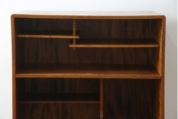 和製ヴィンテージ　上手物　総欅材　上杢が映える漆塗りの指物工芸茶箪笥　(R-084945)