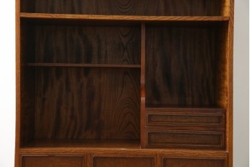 和製ヴィンテージ　上手物　総欅材　上杢が映える漆塗りの指物工芸茶箪笥　(R-084945)