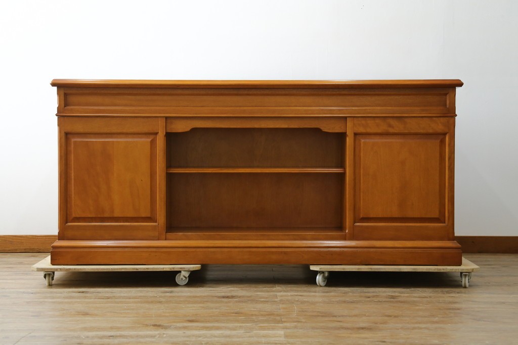 中古　美品　横浜クラシック家具　ダニエル(daniel)　上品な木肌が美しい重厚な両袖デスク　(R-084947)