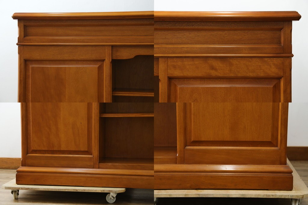 中古　美品　横浜クラシック家具　ダニエル(daniel)　上品な木肌が美しい重厚な両袖デスク　(R-084947)