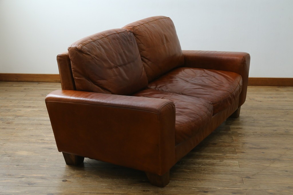 中古　ACME Furniture(アクメファニチャー)　FRESNO(フレスノ)　本革の味わい深い風合いが魅力の二人掛けソファ　定価約33万円　(R-084948)