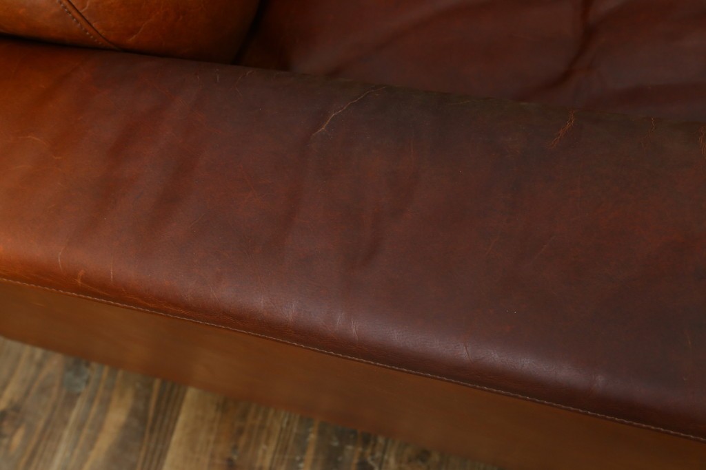 中古　ACME Furniture(アクメファニチャー)　FRESNO(フレスノ)　本革の味わい深い風合いが魅力の二人掛けソファ　定価約33万円　(R-084948)