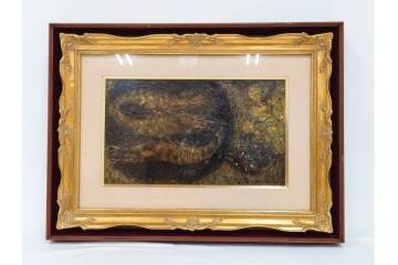 真作　1959年宮本三郎作　M6号　「えび」　外箱付き　(R-084957)