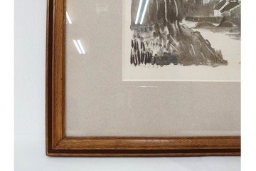 真作　直筆サイン入り　1876～1958年モーリス・ド・ヴラマンク作　リトグラフ　「風景」　外箱付き　(R-084959)