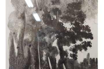 真作　直筆サイン入り　1876～1958年モーリス・ド・ヴラマンク作　リトグラフ　「風景」　外箱付き　(R-084959)