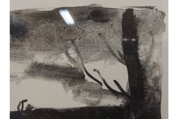 真作　直筆サイン入り　1876～1958年モーリス・ド・ヴラマンク作　リトグラフ　「風景」　外箱付き　(R-084959)