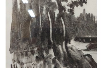 真作　直筆サイン入り　1876～1958年モーリス・ド・ヴラマンク作　リトグラフ　「風景」　外箱付き　(R-084959)