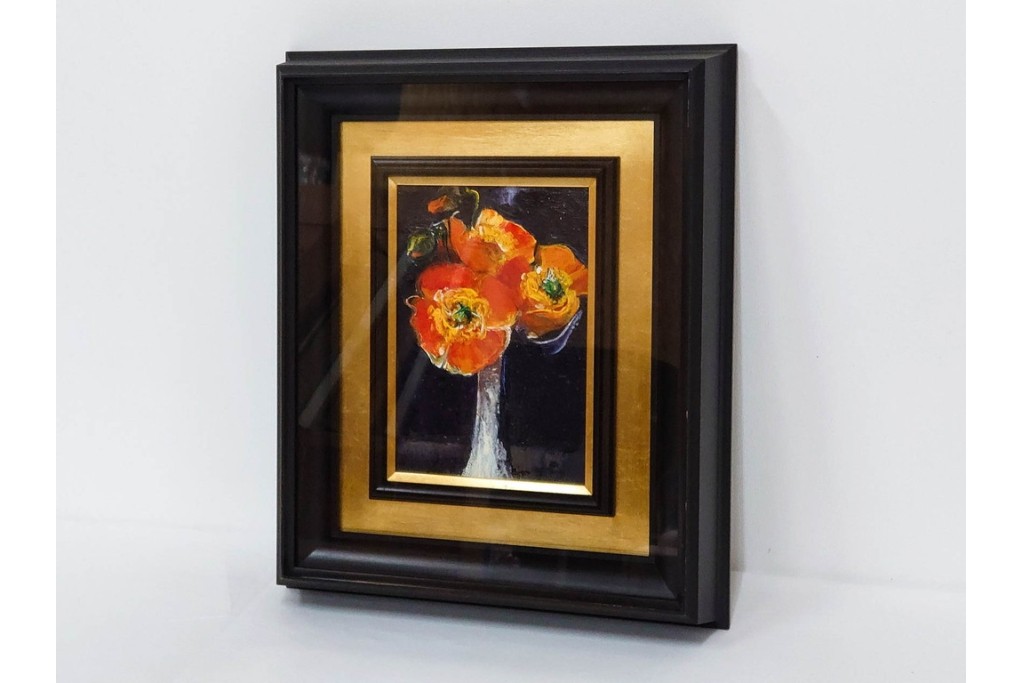 真作　杉山吉伸　SMサイズ　「ポピー」　油彩絵画　(R-084962)