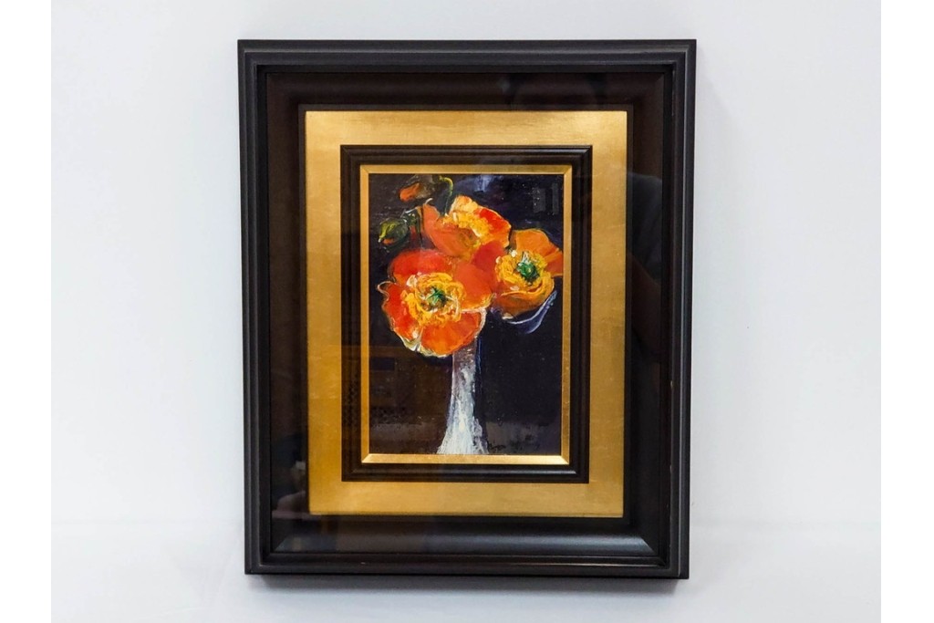 真作　杉山吉伸　SMサイズ　「ポピー」　油彩絵画　(R-084962)