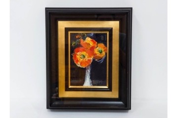 真作　杉山吉伸　SMサイズ　「ポピー」　油彩絵画　(R-084962)