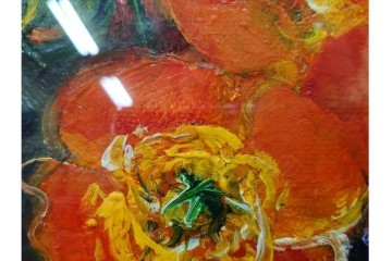 真作　杉山吉伸　SMサイズ　「ポピー」　油彩絵画　(R-084962)