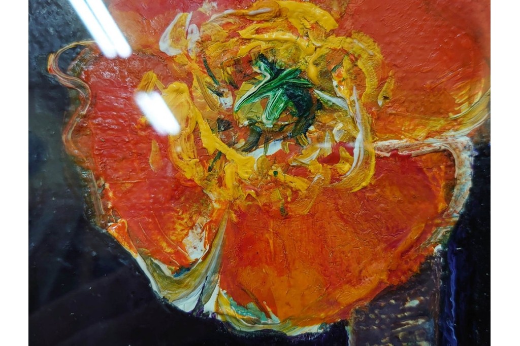 真作　杉山吉伸　SMサイズ　「ポピー」　油彩絵画　(R-084962)