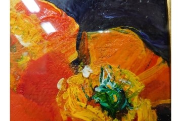 真作　杉山吉伸　SMサイズ　「ポピー」　油彩絵画　(R-084962)