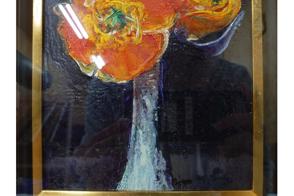 真作　杉山吉伸　SMサイズ　「ポピー」　油彩絵画　(R-084962)