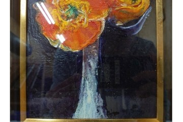 真作　杉山吉伸　SMサイズ　「ポピー」　油彩絵画　(R-084962)