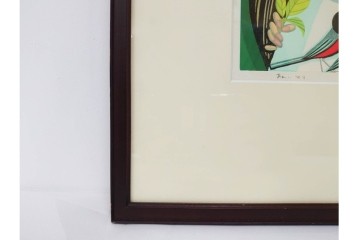 真作　サイン入り　1986年池田修三作　「あかいとり」　木版画　(R-084963)