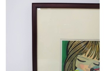 真作　サイン入り　1986年池田修三作　「あかいとり」　木版画　(R-084963)