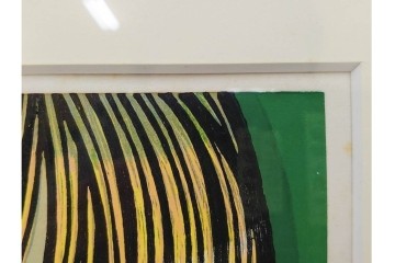 真作　サイン入り　1986年池田修三作　「あかいとり」　木版画　(R-084963)