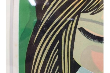 真作　サイン入り　1986年池田修三作　「あかいとり」　木版画　(R-084963)