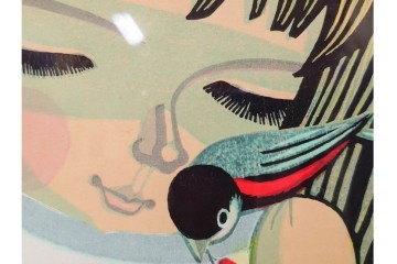 真作　サイン入り　1986年池田修三作　「あかいとり」　木版画　(R-084963)